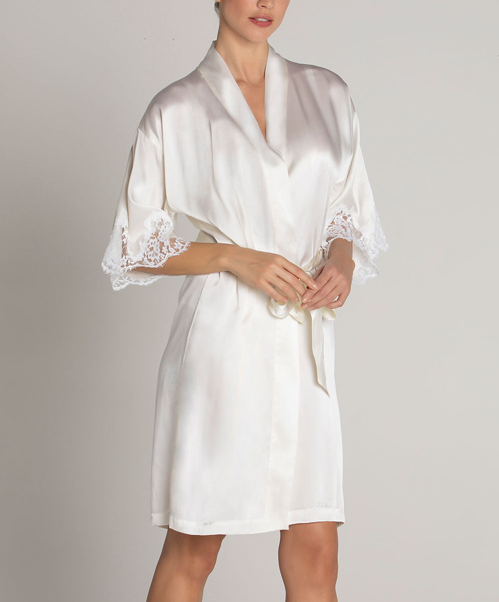 Déshabillé en soie Lise Charmel Splendeur soie écru nacre ALC2080-EN