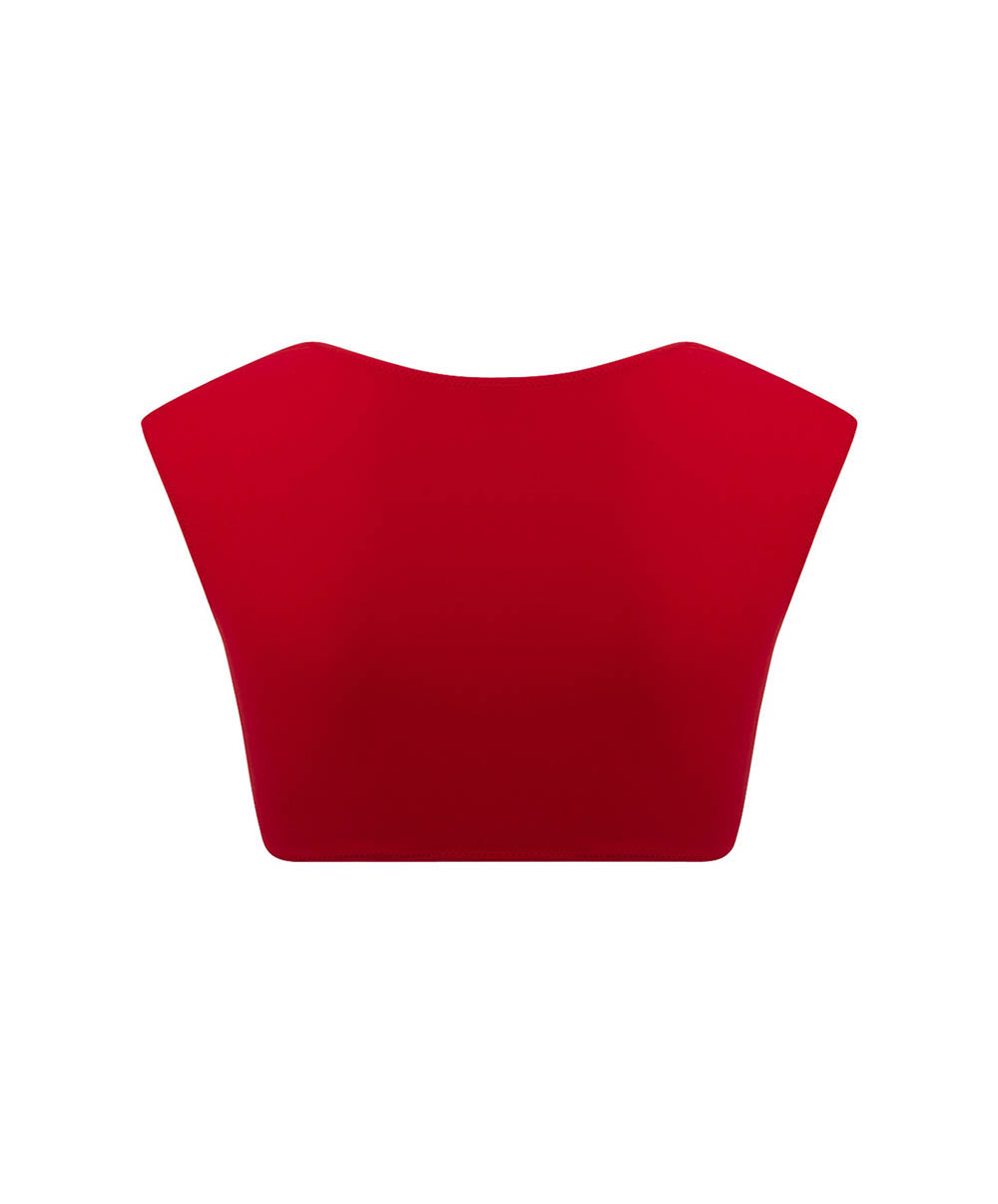 Maillot de bain crop top sans armatures à mancherons La Chiquissima rouge Antigel Bain EBB2114-MR
