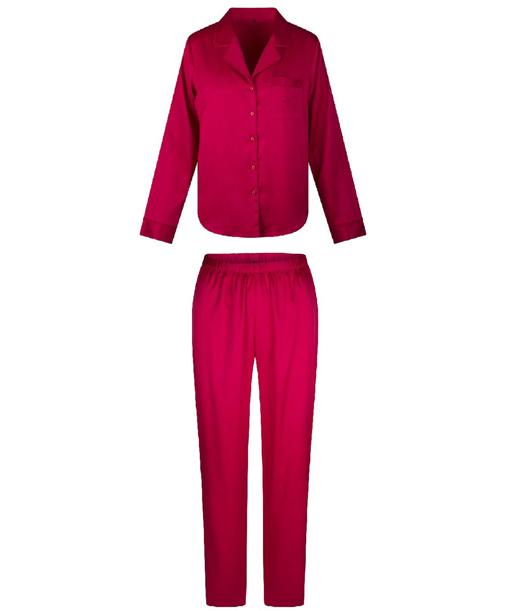 Ensemble pyjama chemise et pantalon satinés rouge cerise Lingadore Lingadore nightwear 7624-164-CERI 