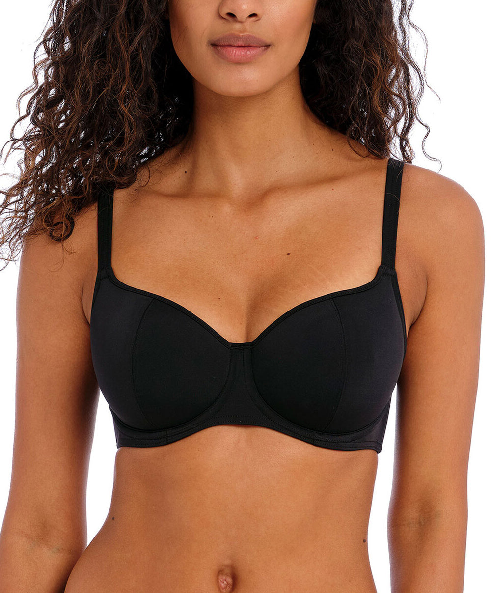Haut de maillot de bain balconnet à armatures décolleté cœur noir Jewel Cove plain black Freya swim AS7231-PLK