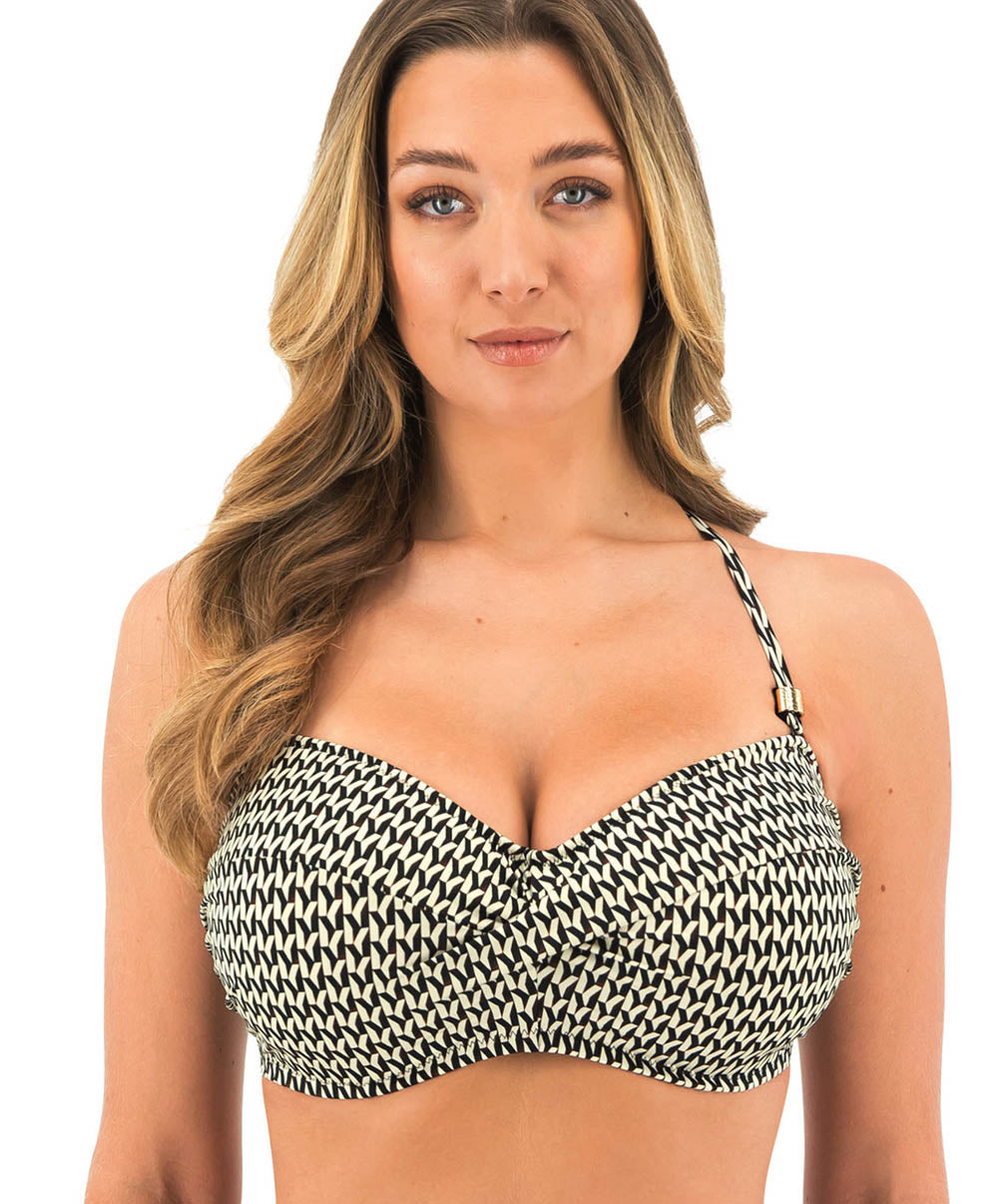 Haut de maillot de bain bandeau twisté Fantasie swim Koh lipe Black and cream FS504609-LAC