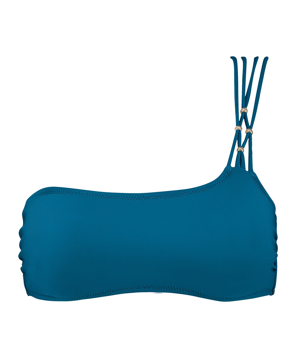 Haut de maillot de bain brassière asymétrique Aubade Bain Secret Laguna teal bleu canard 2T03-TEAL