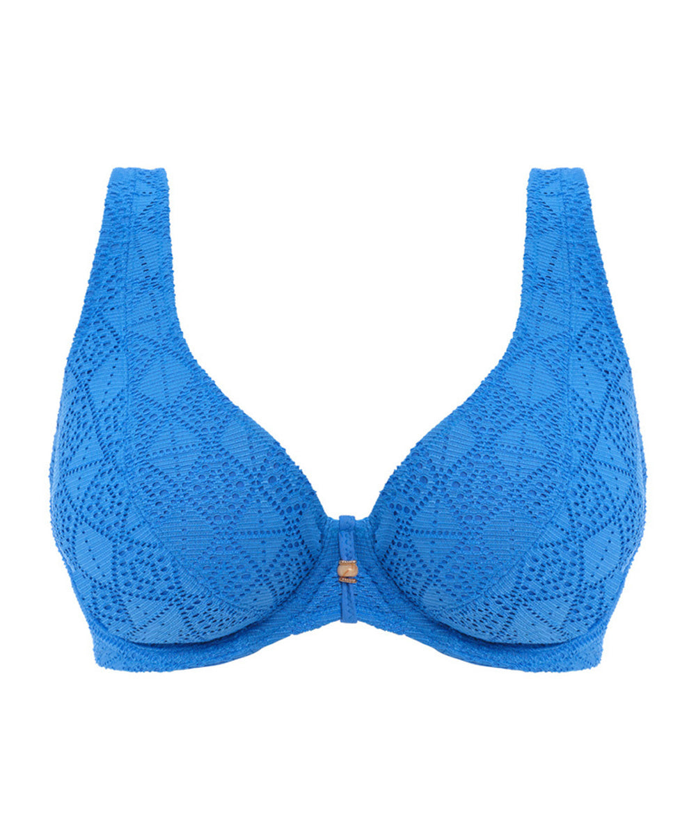 Haut de maillot de bain foulard apex haute décolleté plongeant Nomad Nights atlantic bleu Freya swim AS205413-ALT