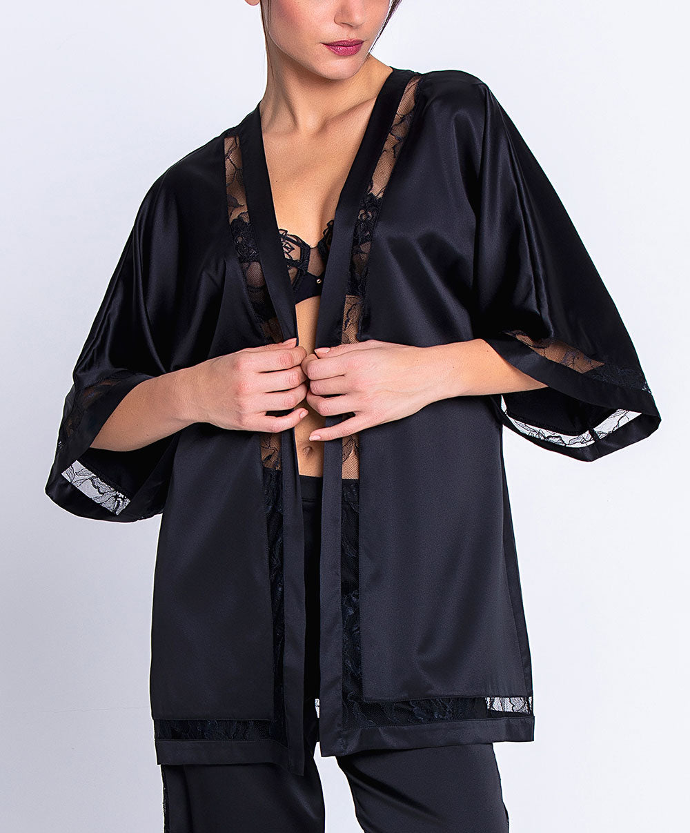 Kimono court manches 3/4 Lise Charmel Adorable en Sexy noir ALH2285-NO
