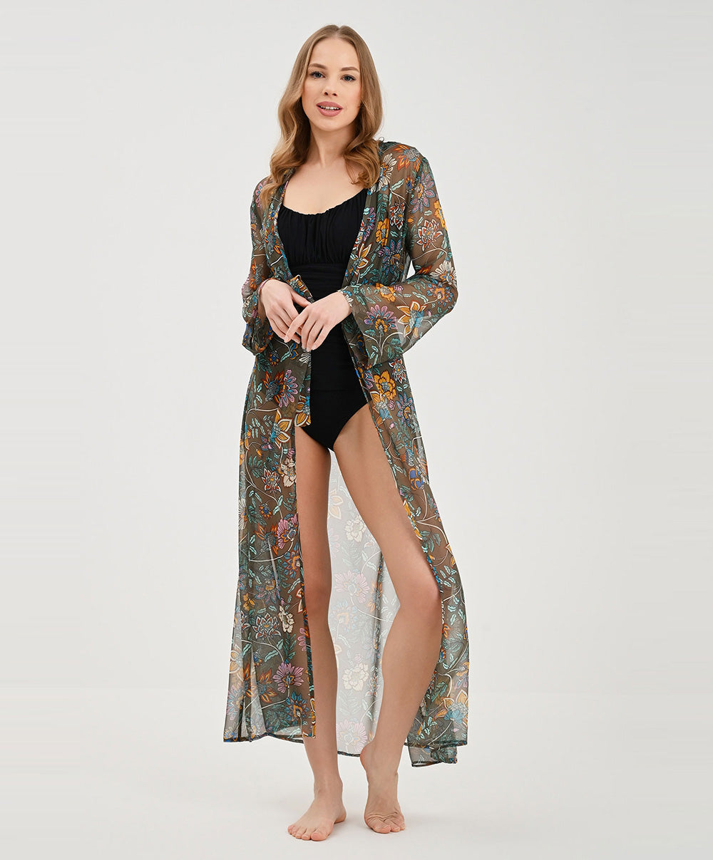 Kimono long d'été Lise Charmel bain Fleur Persane bronze ASB2967-BP