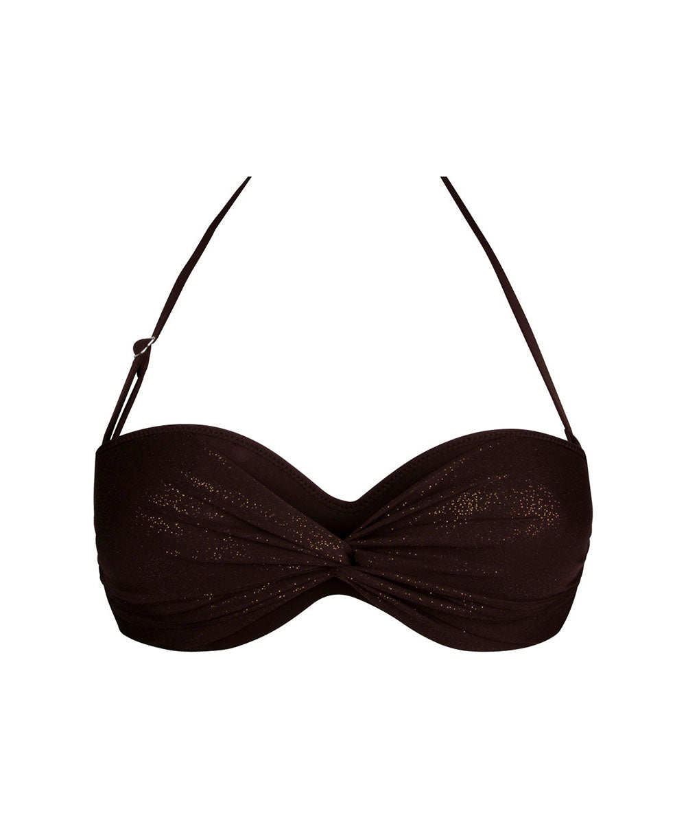 Maillot de bain bandeau coque Antigel Bain La Starlette star marron EBB7105-SM