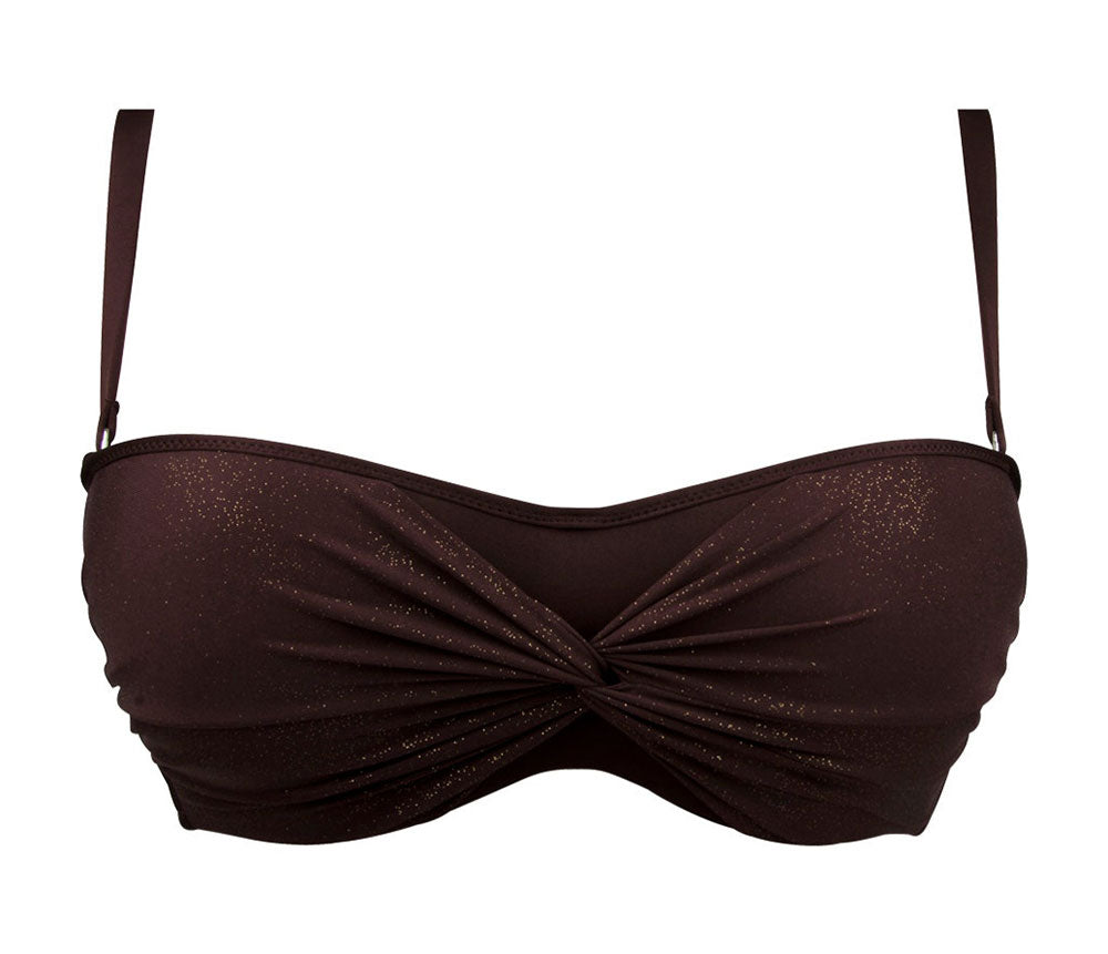 Maillot de bain bandeau grande taille La Starlette star marron Antigel Bain FBB7105-SM