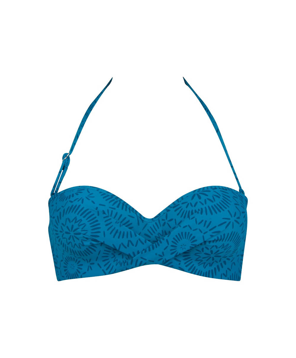 Maillot de bain bandeau tour de cou avec coques L'ethnica Bleu canard Antigel Bain EBB7174-BC