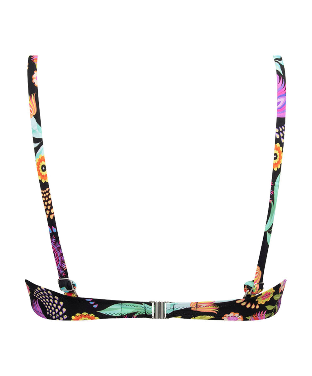 Maillot de bain trois quarts couvrant à armatures La Muse en Fleurs bouquet radieux noir Antigel Bain EBB6430-BR 10