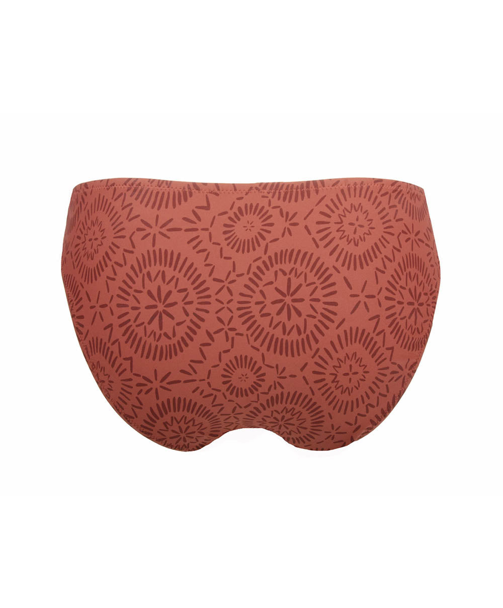 Maillot de bain culotte emboitante au dos L'ethnica Ocre brune Antigel Bain FBB0374-BO