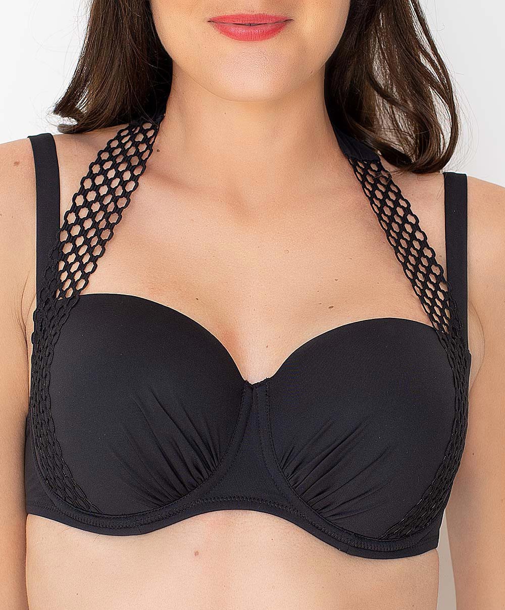 Maillot de bain grande taille coque La Double Mix noir Antigel Bain FBA4050-NO face