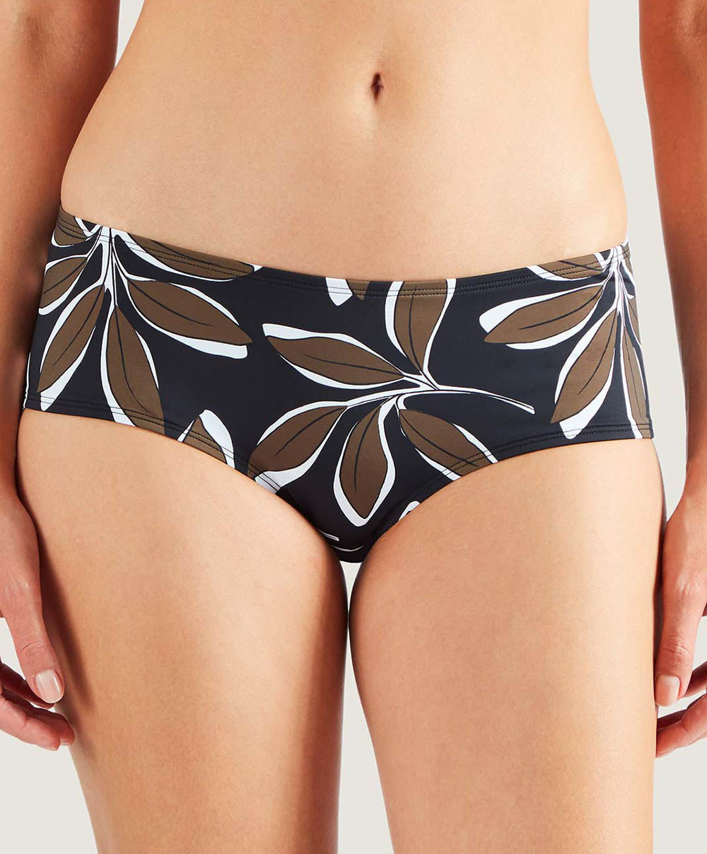 Maillot de bain shorty Danse de feuilles Hawaien noir Aubade Bain PV61-HANO