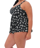 Haut de maillot de bain tankini grande taille Elomi swim Plain sailing Black daisy ES7271-BDY