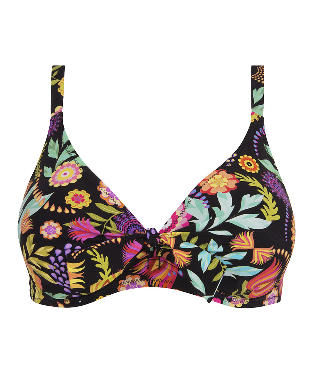 Maillot de bain triangle armatures La Muse en Fleurs bouquet radieux noir Antigel Bain FBB3230-BR