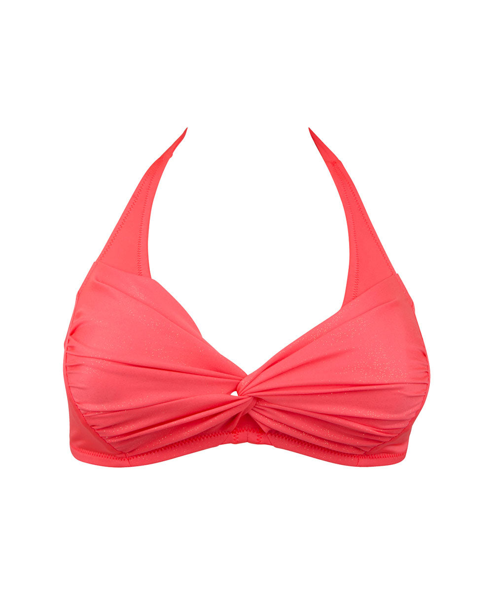Maillot de bain triangle mousse sans armatures La Starlette star corail Antigel Bain EBB2705-SC