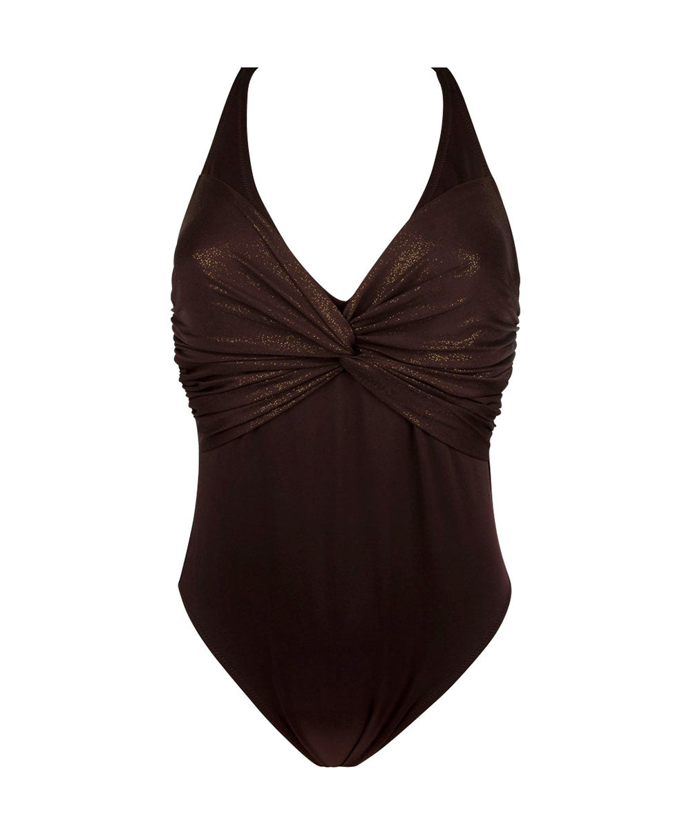 Maillot de bain une pièce dos nageur La Starlette star marron Antigel Bain EBB9205-SM 10