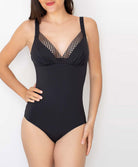 Maillot de bain une pièce maintien La Double Mix noir Antigel Bain FBA9250-NO face