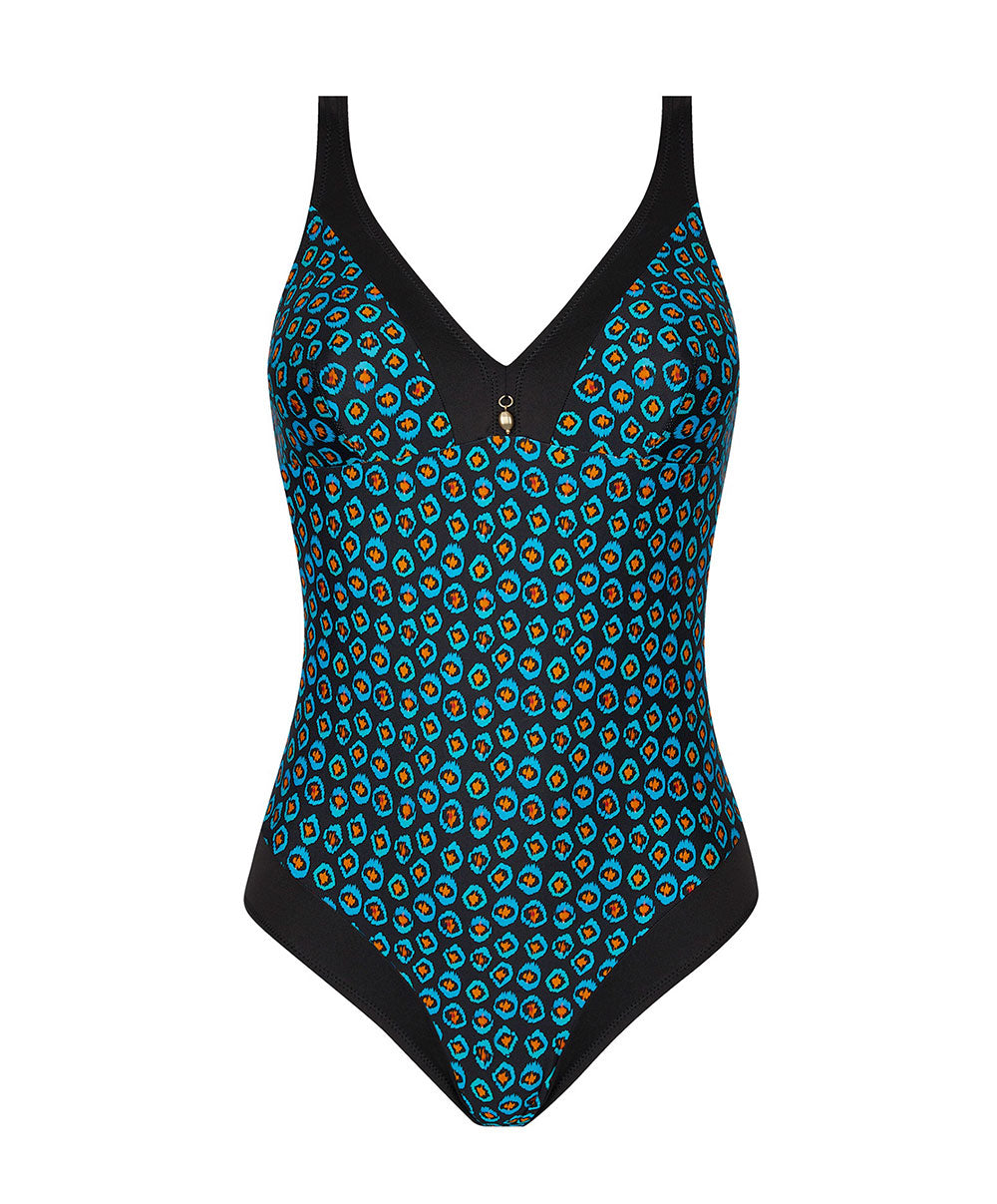 Maillot de bain une pièce maintien sans armatures La Vagabonde pois soleil Antigel Bain FBB9287-PS