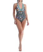 Maillot de bain une pièce séduction tour de cou dos nu Lise Charmel bain Fleur Persane bronze ABB9767-BP