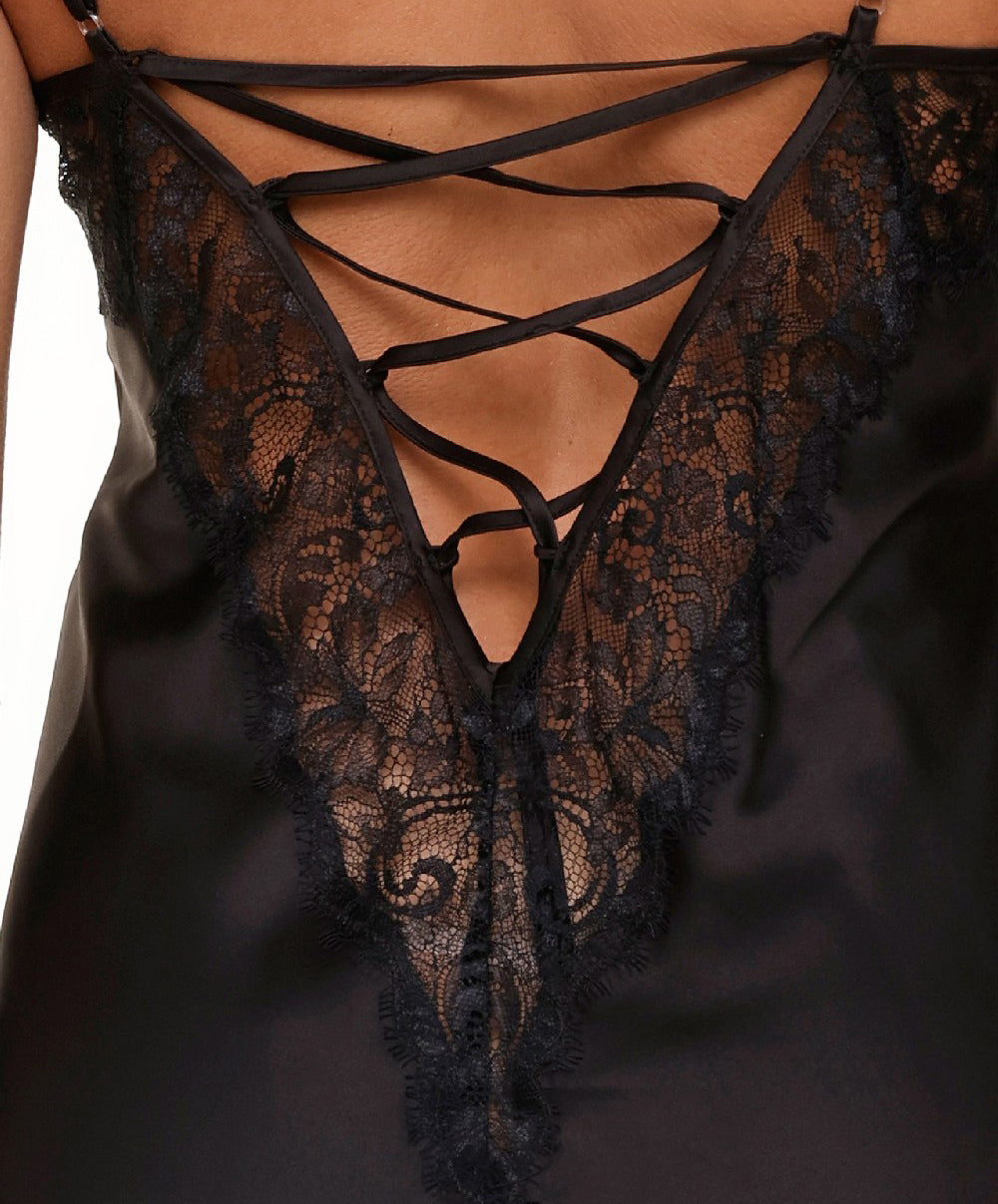 Nuisette satinée noire Lingadore Lingadore nightwear 7507CH-02-NOIR
