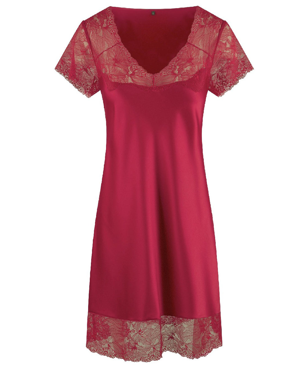 Robe de nuit sexy satinée rouge cerise Lingadore Lingadore nightwear 7504S-164-CERI