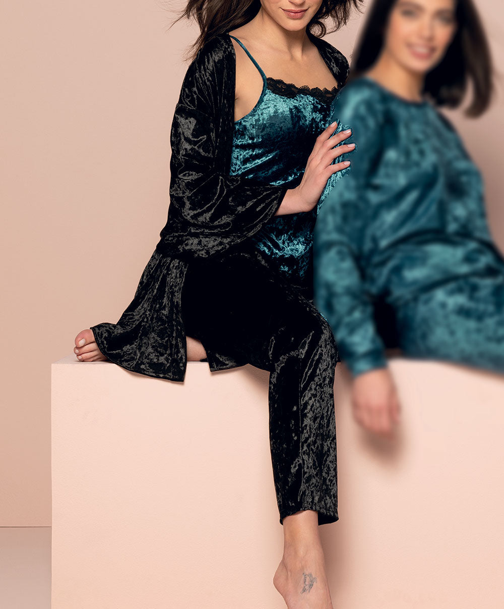 Pantalon en velours Antigel de Lise Charmel Velours en Fête noir ELH0036-NO