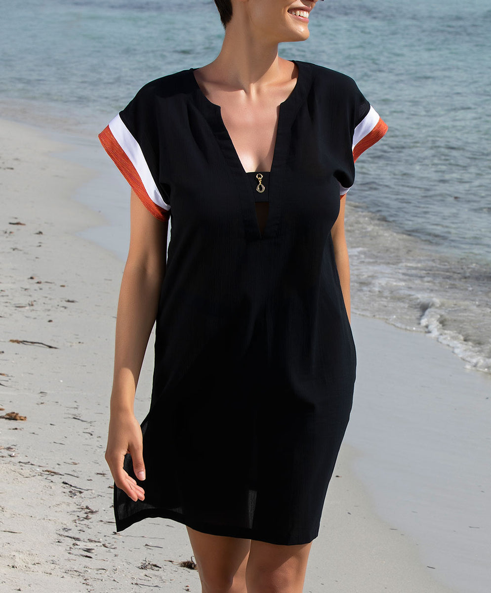 Robe De Plage Lise Charmel Marine Et Rouille - Taille 38 (FR) - Neuve Avec étiquettes - Élégance Plage