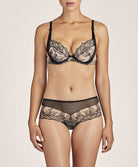Shorty taille basse"St-Tropez" Fleur de Tatoo encre noire Aubade TB70-ENNO
