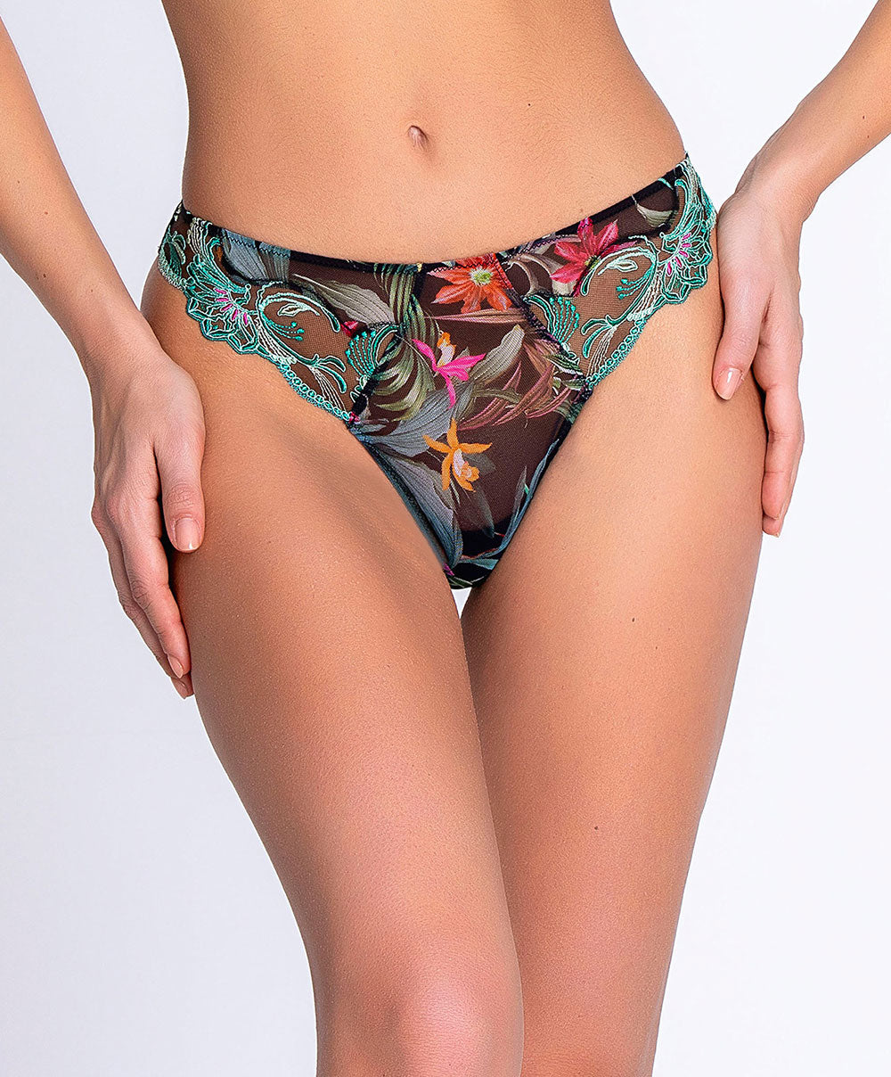 Slip "Séduction" Lise Charmel Fleurs Étoiles éclat étoile (noir et multicolore) ACH0796-EE