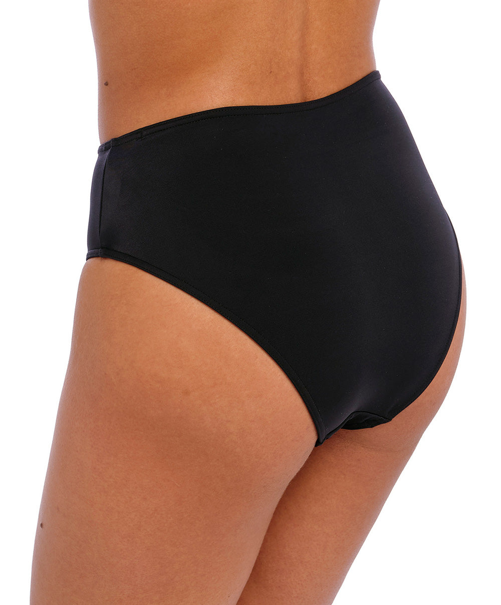 Slip de bain bikini taille haute coupe échancrée Jewel Cove plain black Freya swim AS7236-PLK