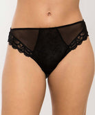 Slip grande taille dos opaque Acanthe Guipure arty noir Éprise de Lise Charmel BCG0207-AN face