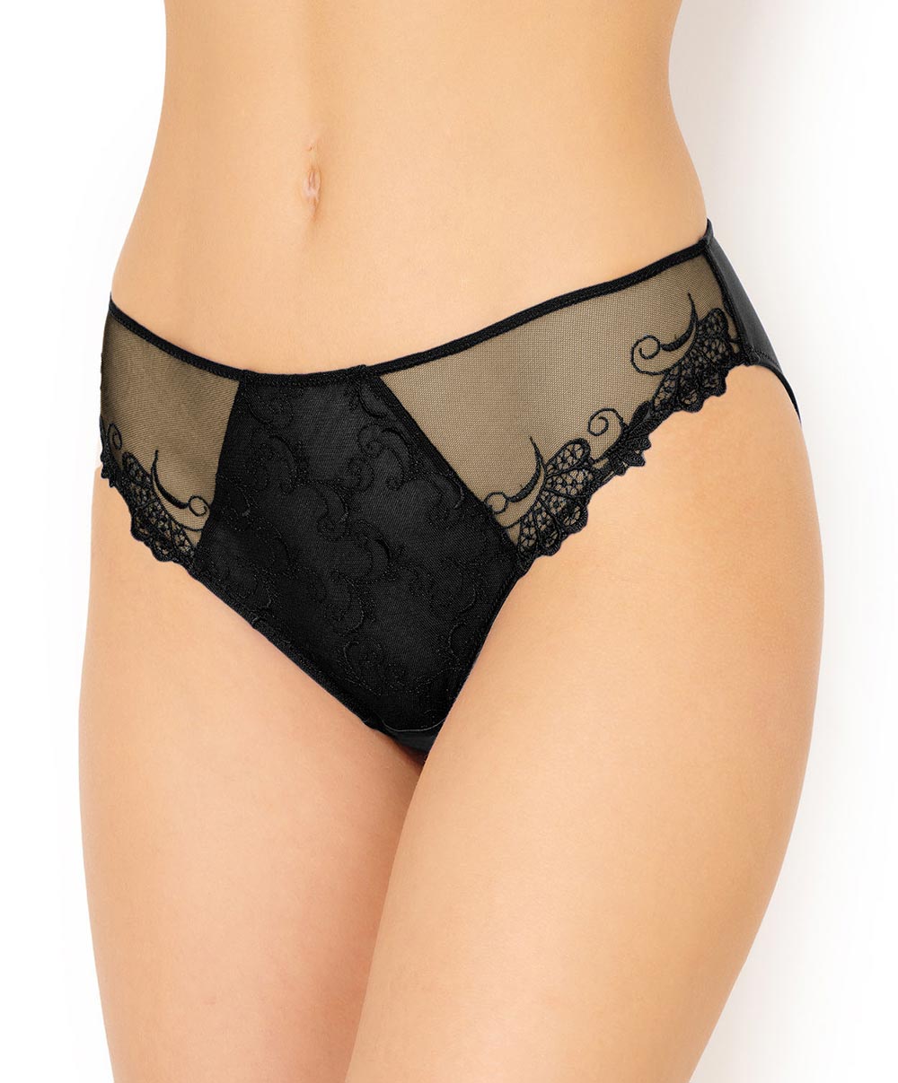 Slip grande taille "Fantaisie" Lise Charmel Dressing Floral noir BCC0288-NO