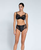 Slip haut en soie Lise Charmel Splendeur Soie noir ACC0380-NO