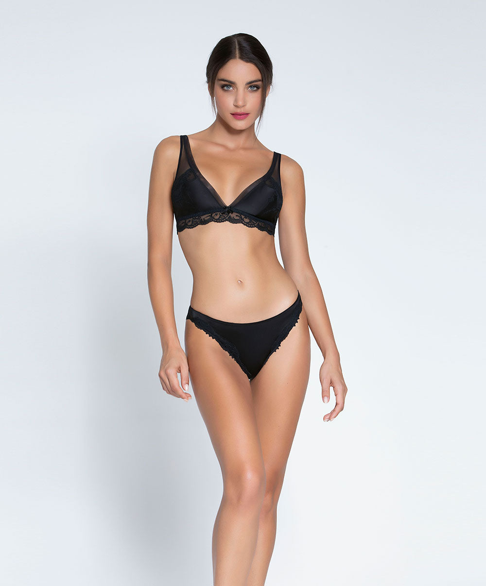 Slip italien en soie Lise Charmel Splendeur Soie noir ACC0780-NO