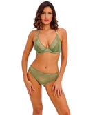 Soutien-gorge à armatures plongeant Wacoal Sensu Lace vert soie WE601202-GEN