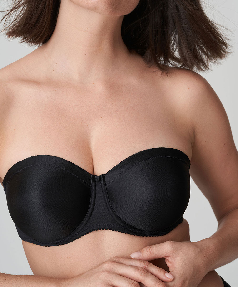 Soutien-gorge bandeau moulé lisse bretelles amovibles invisible à armatures PrimaDonna Satin noir 0161331-ZWA