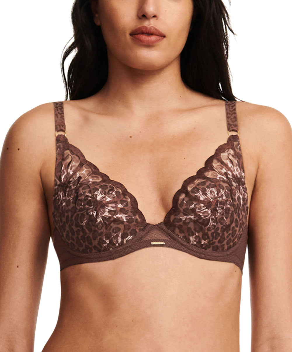 Soutien-gorge coque plongeant Chantelle Fleurs imprimé léo C12M20-0WF