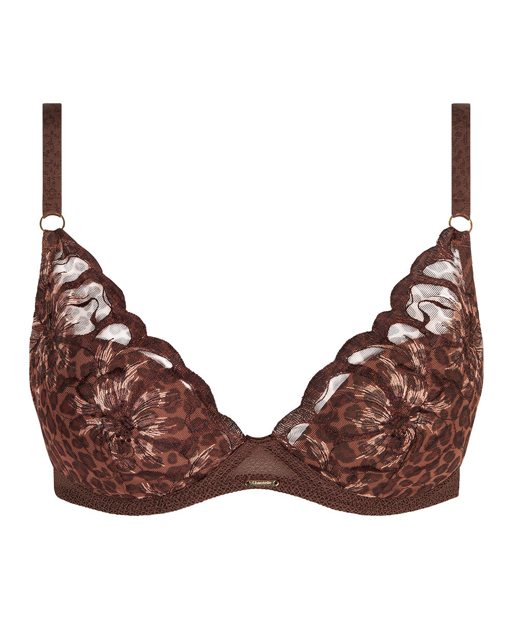 Soutien-gorge coque plongeant Chantelle Fleurs imprimé léo C12M20-0WF