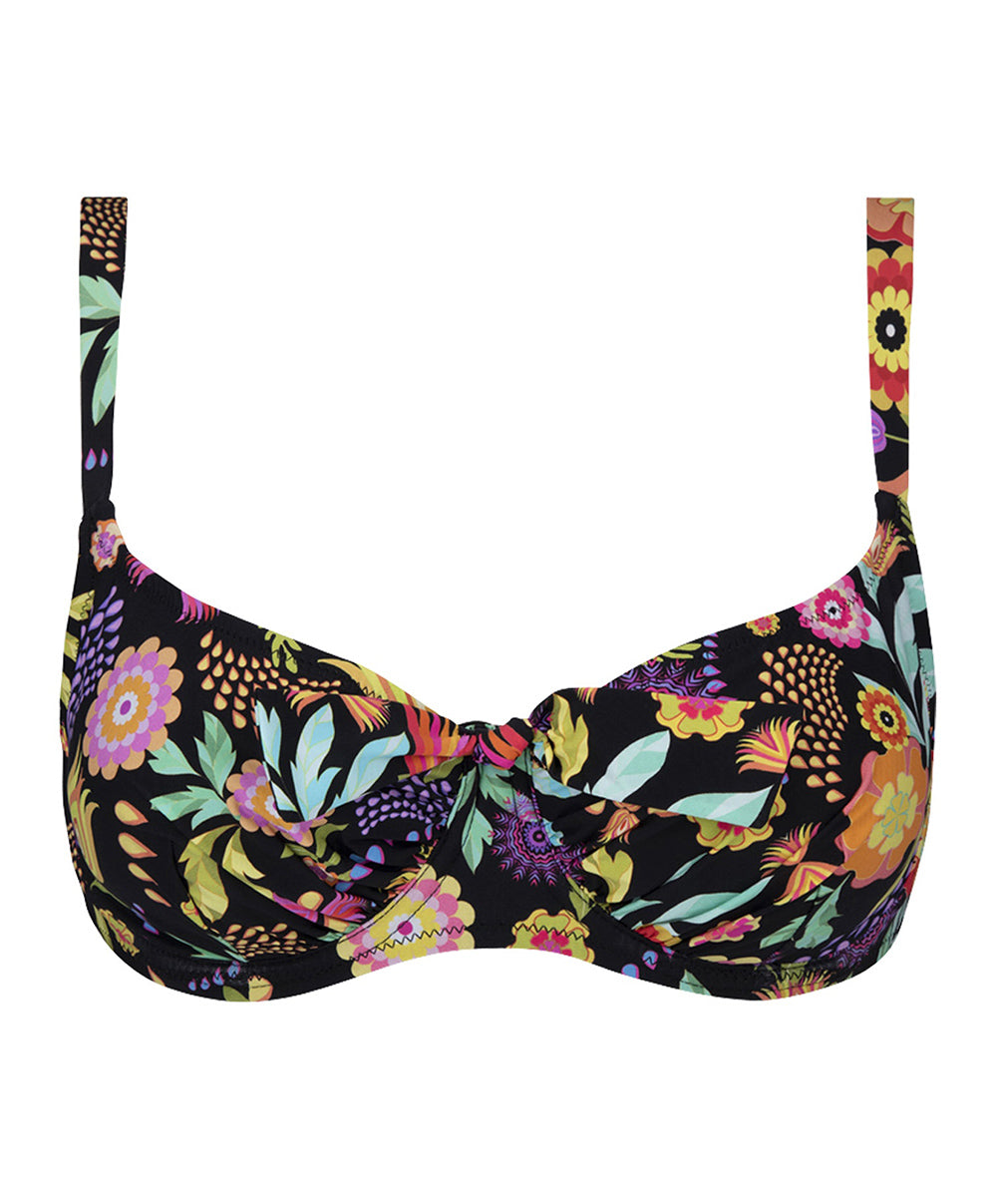 Soutien-gorge de bain corbeille grande taille La Muse en Fleurs bouquet radieux noir Antigel Bain FBB3530-BR