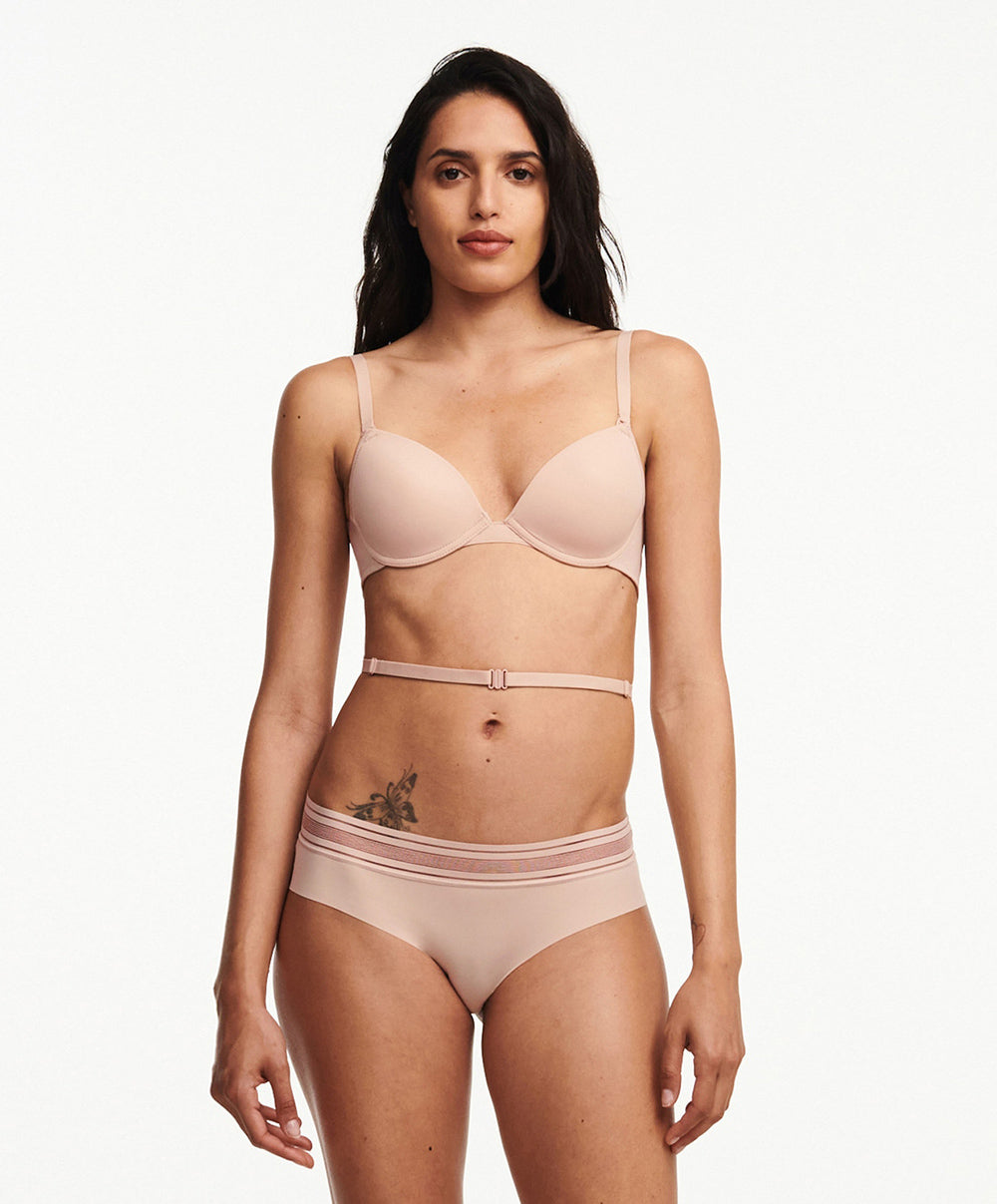 Soutien-gorge coques dos nu multipositions Chantelle Open Back beige doré C912N9-01N