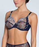 Soutien-gorge grande taille armature couvrant Lise Charmel Déesse en Glam marine argent BCH6115-MA