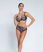 Soutien-gorge grande taille armature couvrant Lise Charmel Déesse en Glam marine argent BCH6115-MA