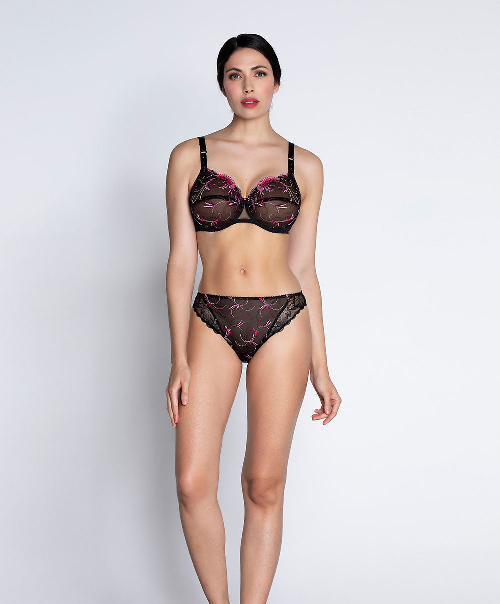 Soutien-gorge grande taille armature couvrant Lise Charmel Floraison Passion safran rose BCH6186-SR