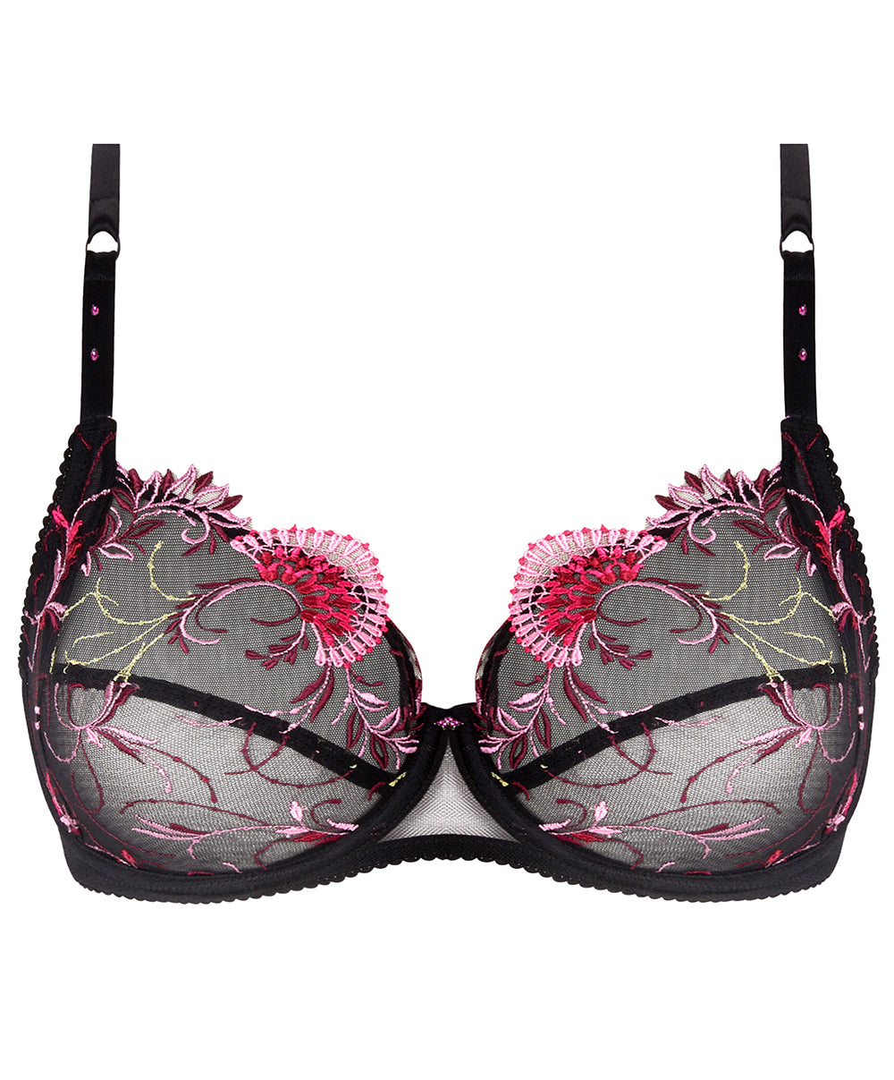 Soutien-gorge grande taille armature couvrant Lise Charmel Floraison Passion safran rose BCH6186-SR