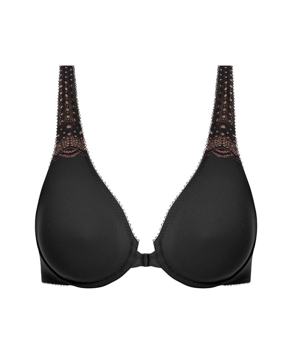 Soutien-gorge ouverture frontale lisse décolleté plongeant Wacoal Soft Embrace noir WA851311-BLK