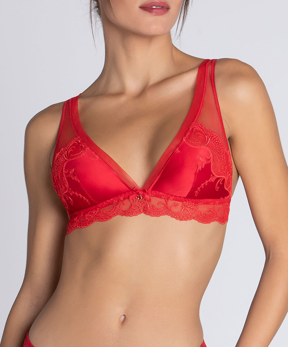 Soutien-gorge en soie sans armatures triangle Lise Charmel Splendeur soie rouge ACC6580-RS