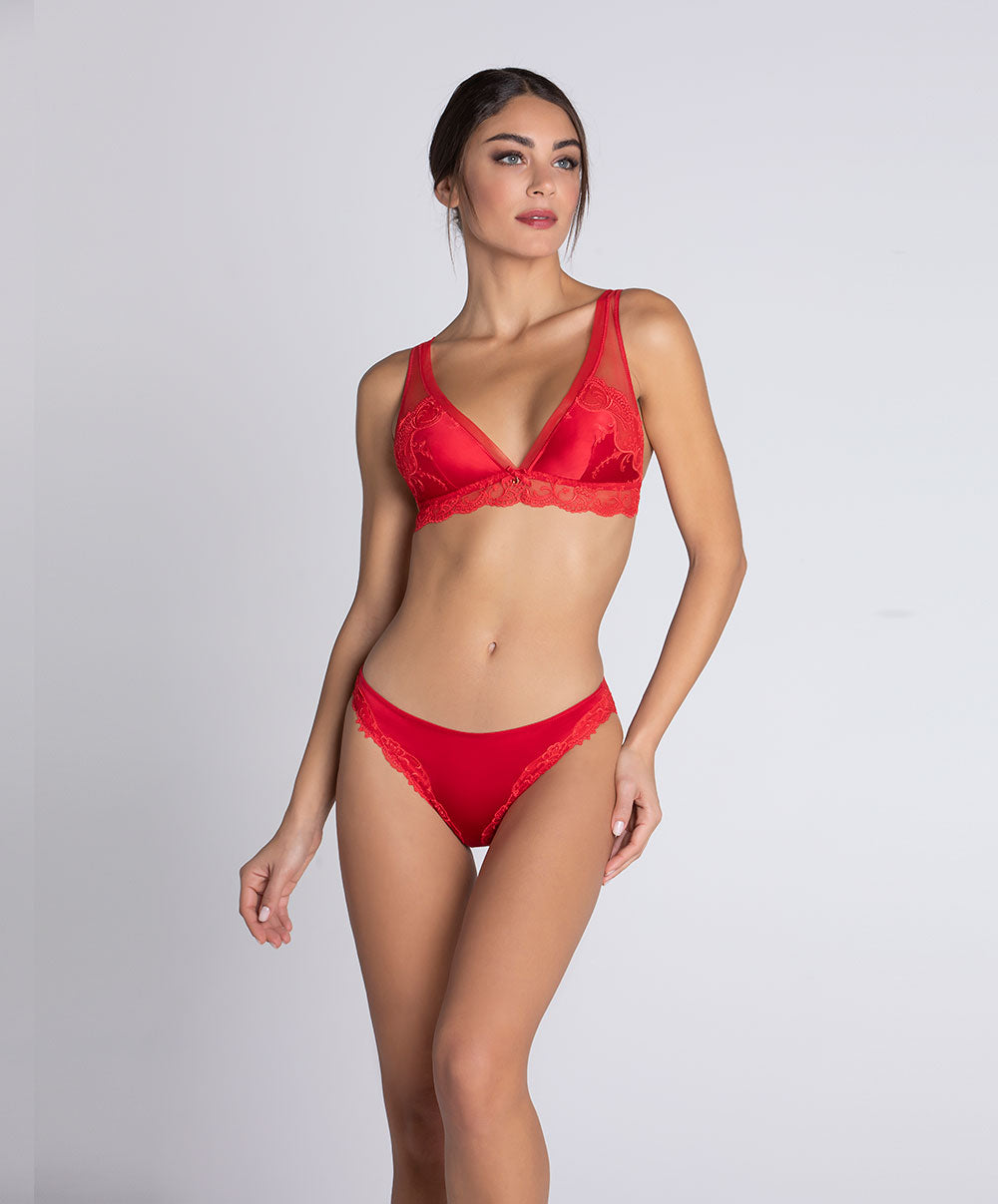 Soutien-gorge en soie sans armatures triangle Lise Charmel Splendeur soie rouge ACC6580-RS
