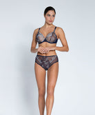 Soutien-gorge triangle armatures couvrant Lise Charmel Déesse en Glam marine argent BCH6715-MA