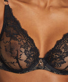 Soutien-gorge triangle plunge Night Bird black queen Aubade RDF12-BQUE