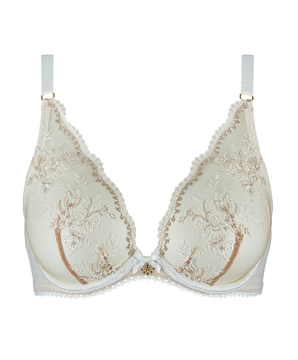 Soutien-gorge triangle plunge Trésor Infini white wind Aubade IDF12-WHIW